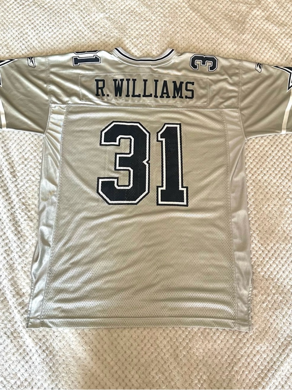 Reebok Cowboys #31 Silver and Black Mesh Football Jersey - Men's